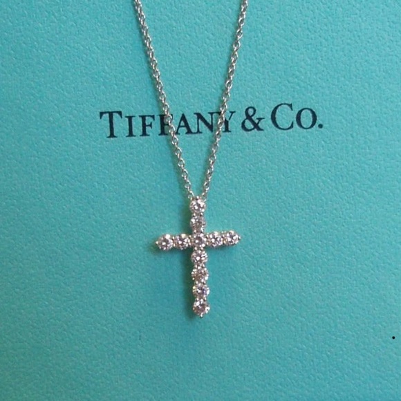 Tiffany Diamond Cross Platinum Necklace - Picture 1 of 5